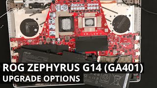 ROG Zephyrus G14 GA401 DISASSEMBLY and UPGRADE OPTIONS Storage RAM WiFi Thermal Paste [upl. by Arihs]