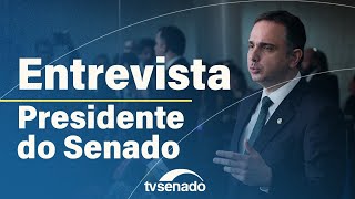 Rodrigo Pacheco conversa com jornalistas e fala de vetos dividas de Minas e desoneração 141223 [upl. by Idolah]