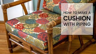 How to Make a Cushion with Piping  Box Cushion Tutorial  THRIFT FLIP Makeover [upl. by Llenrub]