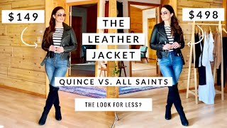 The Look for Less  The All Saints Balfern leather jacket vs a dupe from Quince  In depth review [upl. by Ttesil403]