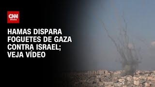 Hamas dispara foguetes de Gaza contra Israel veja vídeo  LIVE CNN [upl. by Salangi]