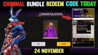 FREE FIRE REDEEM CODE TODAY 24 NOVEMBER REDEEM CODE FREE FIRE  FF REDEEM CODE TODAY 24 NOVEMBER [upl. by Saidee]