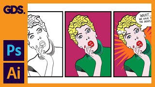 Create Roy Lichtenstein Style Pop Art in 3 Steps Photoshop amp Illustrator CS5 [upl. by Oznarol]