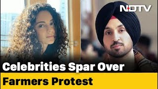 Actors Kangana Ranaut Diljit Dosanjh In Ugly Twitter Fight Over Farmers [upl. by Erdda]