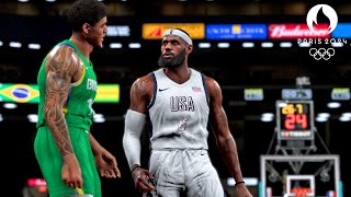 NBA 2K24 Live Simulation  USA vs Brazil FULL GAME  Olympic Mens Basketball Quarterfinals [upl. by Nelon]