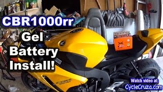 CBR1000rr Gel Battery Installation and Review [upl. by Githens]