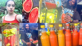 We are opening Sydney and Renaldo Juice BAR  Papaya melon tangerine June plum amp lime juices [upl. by Bartholemy236]