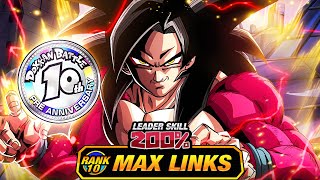 WTF 10TH ANNIVERSARY BUFFS LEVEL 10 LINKS 100 EZA LR AGL SSJ4 GOKU DBZ Dokkan Battle [upl. by Yerocaj467]