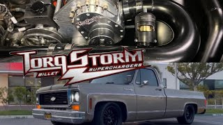 Supercharger Torq Storm Supercharger install on 1974 C10 Squarebody [upl. by Dielu]