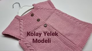 KOLAY YELEK MODELİ PİRİNÇ ÖRGÜLÜ BURGULU YELEK MODELİ [upl. by Egwin683]