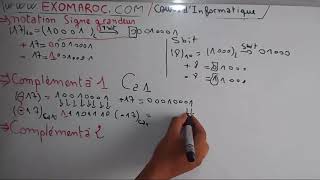 EP 06 Informatique S1codage notation signe grandeur complément à 1 et à 2 darija [upl. by Mahmoud805]