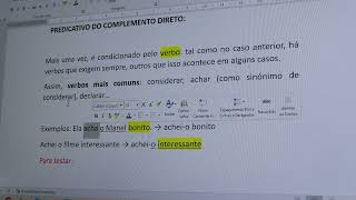 Funções Sintáticas Predicativo do Complemento Direto [upl. by Enitsahc741]