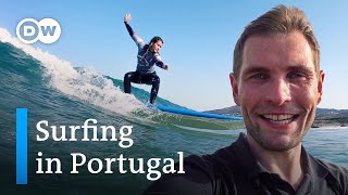 Surfing Portugal Fun in Cascais  Vlogger Steve Hänisch at the famous surfing spot near Lisbon [upl. by Hsepid323]