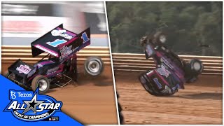 Hunter Schuerenberg Loses Wheel Flips During Tuscarora 50 Time Trials At Port Royal Speedway [upl. by Onairelav]