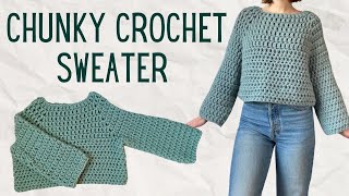 Chunky Crochet Sweater Tutorial  Easy Crochet Raglan  Top Down Sweater [upl. by Ginelle]