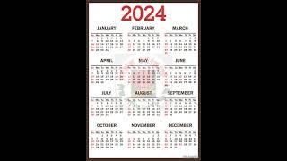 calendar calendar2024 2024 2024calendar holidays newcalendar 2024holidays lifestyle diary [upl. by Rez233]