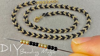 Simple Seed Bead Necklace Seed Bead Jewelry Making Tutorials for Beginners [upl. by Huskamp]