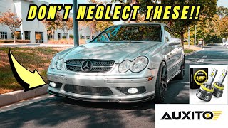 New AUXITO LED FOG Lights Install On The CLK500 Mercedes W209 [upl. by Ahsiela268]