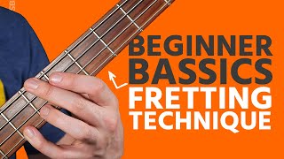 Basic Bass Fretting Technique Beginner Bass Basics [upl. by Aihtibat900]