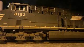 Norfolk Southern NS 15R with ES44AC 8183 Leading at night at five points in downtown Columbia SC [upl. by Yalahs]