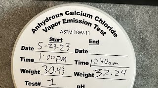 Calcium Chloride Test ASTM f1869  Testing For MVER  Orange County Calcium Chloride Test [upl. by Nnylg]