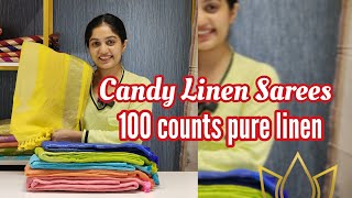 Pure linen Sarees  Candy Linen Sarees  Kanchivaram by Arya [upl. by Stucker]