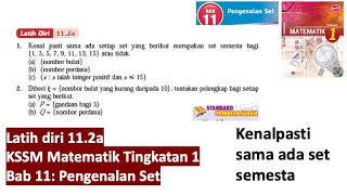 KSSM Matematik Tingkatan 1 Bab 11 pengenalan set latih diri 112a buku teks selfpractice form 1 [upl. by Nadya389]