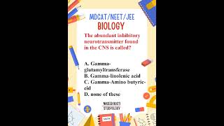 The abundant inhibitory neurotransmitter found in the CNS is called mdcat neet jee [upl. by Aslehc]