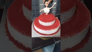 Red velvet 2 tier doll cake shorts shortsfeed cake youtubeshorts viralshorts youtube [upl. by Fredelia]