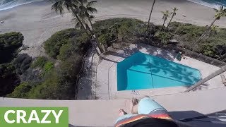 Crazy kid jumps off 6 story balcony into pool [upl. by Kaile]