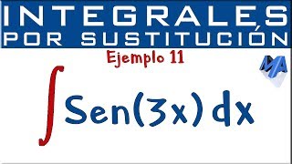 Integración por sustitución  Ejemplo 11  Seno [upl. by Anerb535]