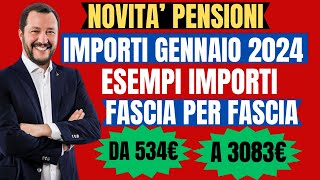 PENSIONI 2024 💰NUOVI AUMENTI IN ARRIVO GIA DA GENNAIO 📈 ESEMPI IMPORTI ESATTI FASCIA PER FASCIA [upl. by Eniamzaj598]