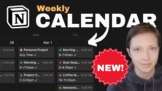 New Notion Feature Weekly Calendar for Task Planning Free Template [upl. by Anawat785]