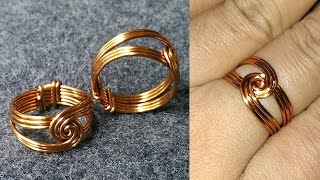 How to make wire twisted round ring  handmade copper jewelry 132 [upl. by Dahle]