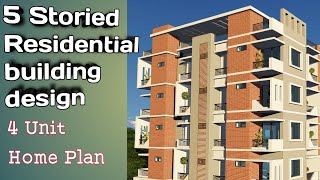 5 Storied Residential Building Design4 Unit House PlanModern Apartment Design [upl. by Sharline]