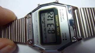 Saxon 7 Melody Alarm Classic Retro Digital Watch 1980s [upl. by Eselehs]