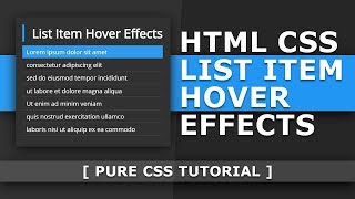 Html Css List Item Hover Effects  Cool Css Hover Effects  Pure CSS Tutorial for Beginners [upl. by Einapets208]