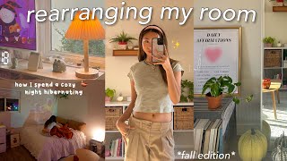 mini room makeover 🍂 rearrangingbc I got bored  how to spend a COZY night alone🍵 [upl. by Nitsyrk]