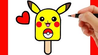 COMMENT DESSINER PIKACHU FACILE  COMMENT DESSINER DE LA CRÈME GLACÉE [upl. by Alvinia]