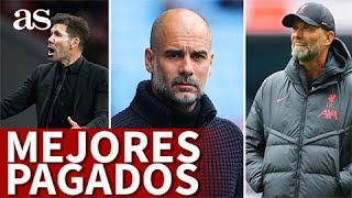 SALARIO EXACTO ENTRENADORES MEJOR PAGADOS GUARDIOLA ANCELOTTI XAVI KLOPP SIMEONE  DIARIO AS [upl. by Mikkel]