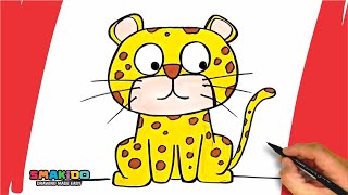 How To Draw a Leopard For Kids  Easy Leopard Drawing and Coloring Step by Step Tutorial [upl. by Windsor]