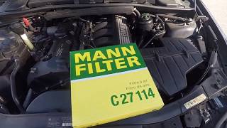 BMW E90 E91 E92 E93 N52 328i 330i AIR INTAKE FILTER REPLACEMENT HOW TO [upl. by Charlie]