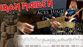 Iron Maiden  Aces High Dave Murrays solo lesson with tablatures and backing tracks [upl. by Durman611]