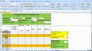 Excel  Zeiterfassung Wochentage bedingt formatieren [upl. by Enyal]