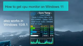 How to get cpu monitor widget Windows 111081 [upl. by Ahl]