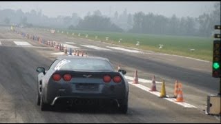 Corvette C6 ZR1 vs FIAT Uno Turbo drag races  launches [upl. by Ylebmik]