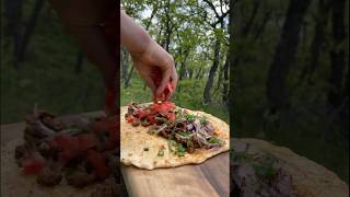 Delicious tantuni recipe in the forest Ormanda lezzetli tantuni tarifi cooking [upl. by Amalburga]