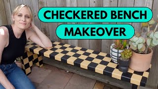 Checkered Bench Makeover  Trendy Furniture Flip [upl. by Tennes]