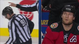 Calgary Flames Dennis Wideman Hits Linesman Don Henderson [upl. by Menken]