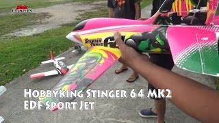 Hobbyking Stinger 64 MK2 4S EDF Sport Jet 700mm EPO PNF RC Flying at Tuas [upl. by Ennairrek]